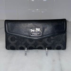 Coach Madison Dotted Op Art Signature Logo Patent Leather Full Size Wallet